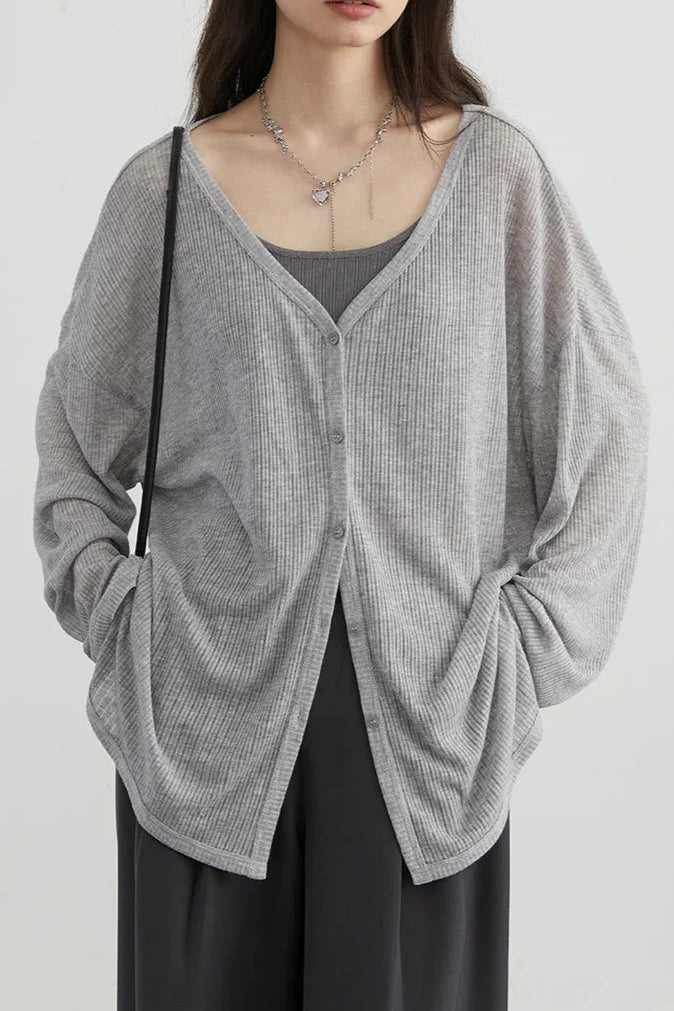 Lightweight V-Neck Knit Cardigan Secondary image