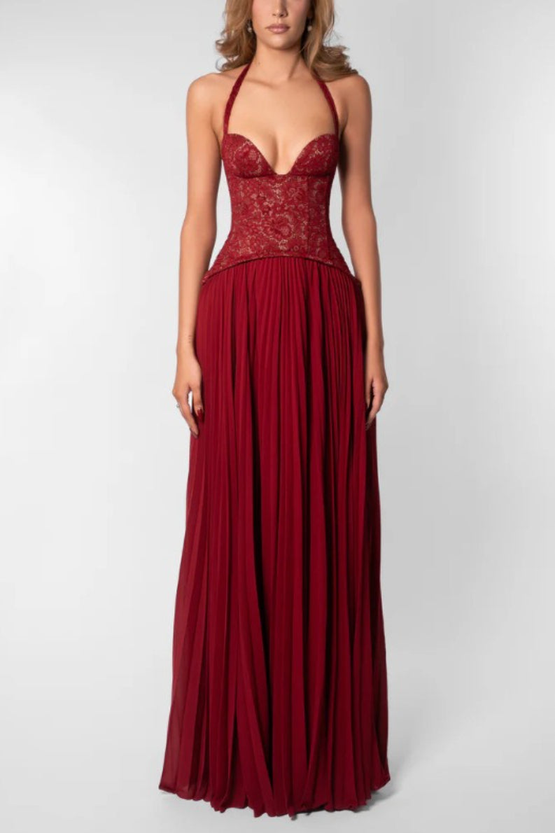 Low Cut Halter Bodycon Vacation Dress