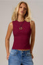 Burgundy Crew Neck Fitted Crop Top