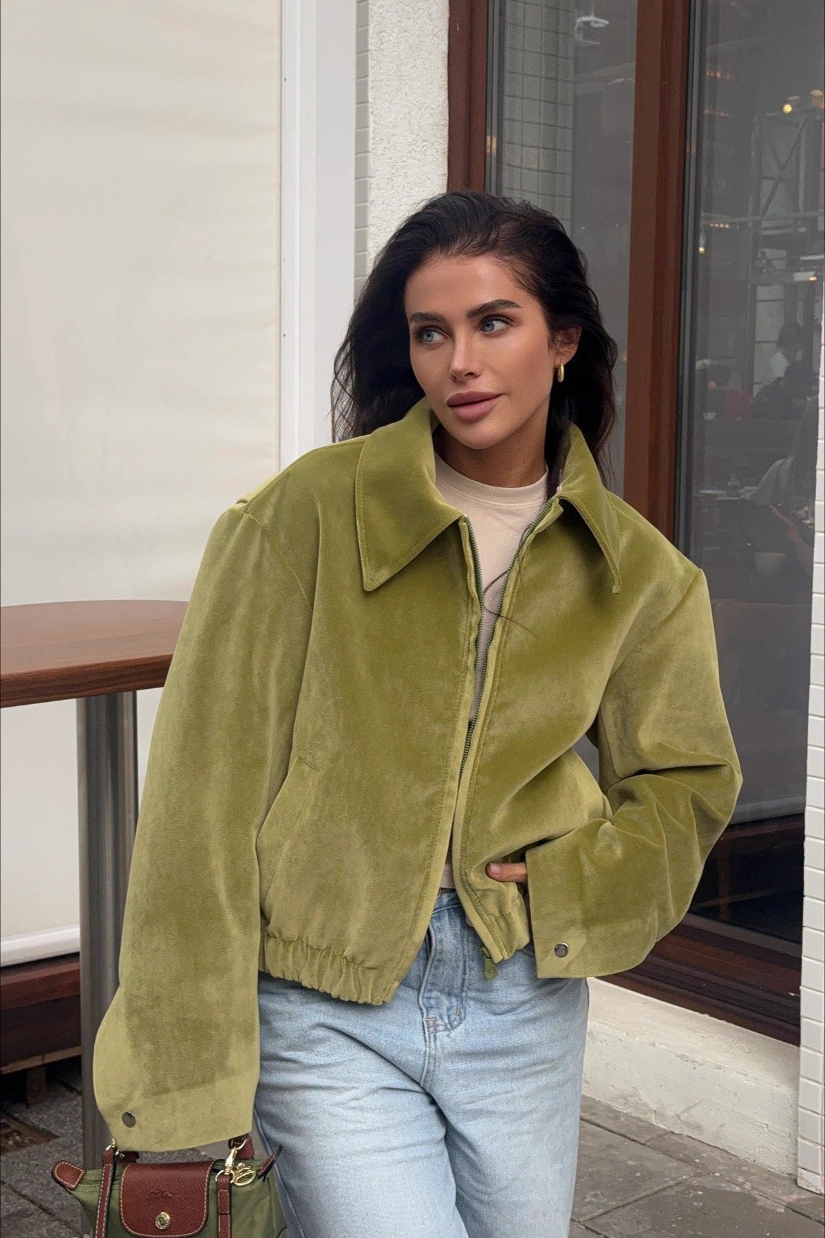 Slim Fit Notch Collar Suede Jacket Main image