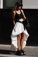 Cotton Tulip Hem Asymmetric Skirt