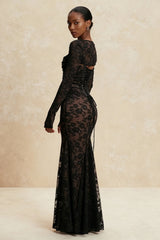 Elegant Lace Mesh Long Sleeve Lace Dress