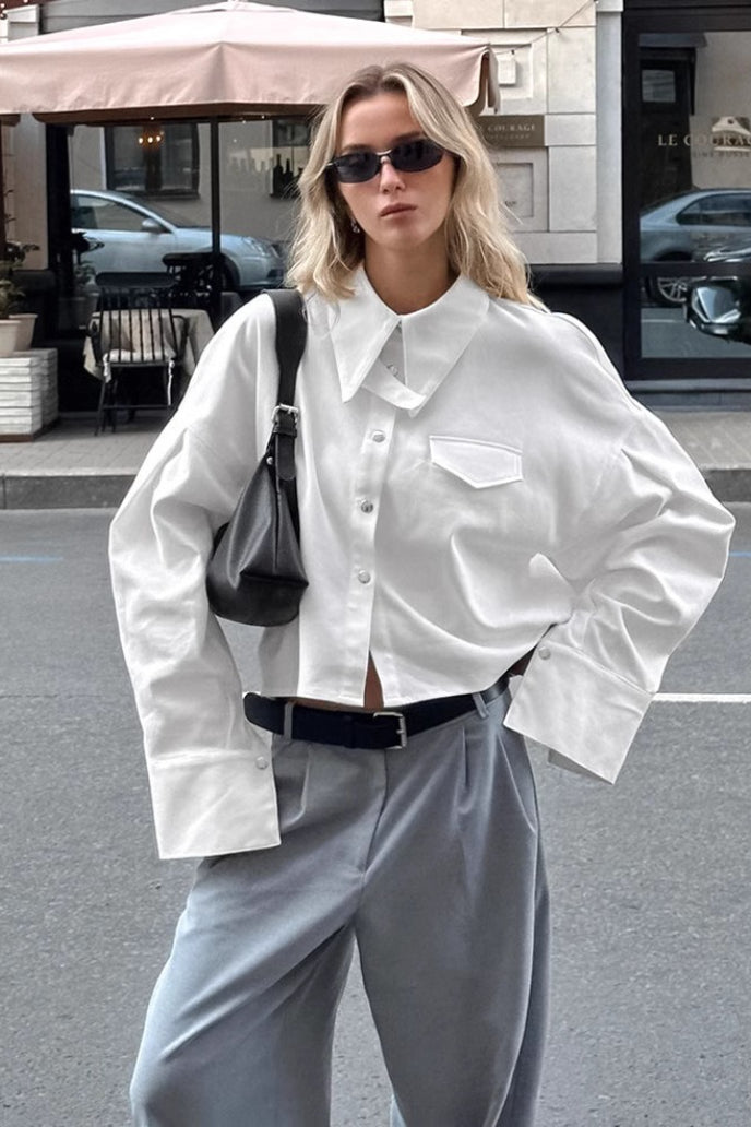 Unique Cropped Collared Blouse Main image