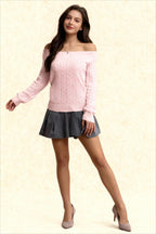 Edgy Long-Sleeve Knit Sweater