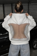 Mesh Back Cutout Pullover Hoodie