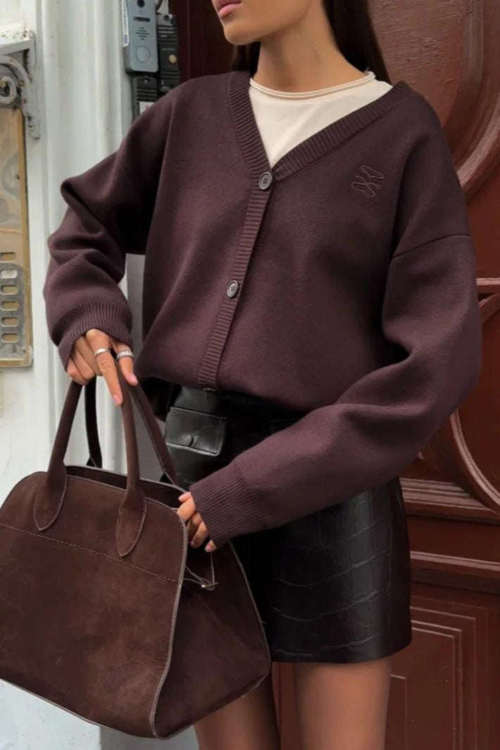 Solid Color Buttoned Sweater Main image