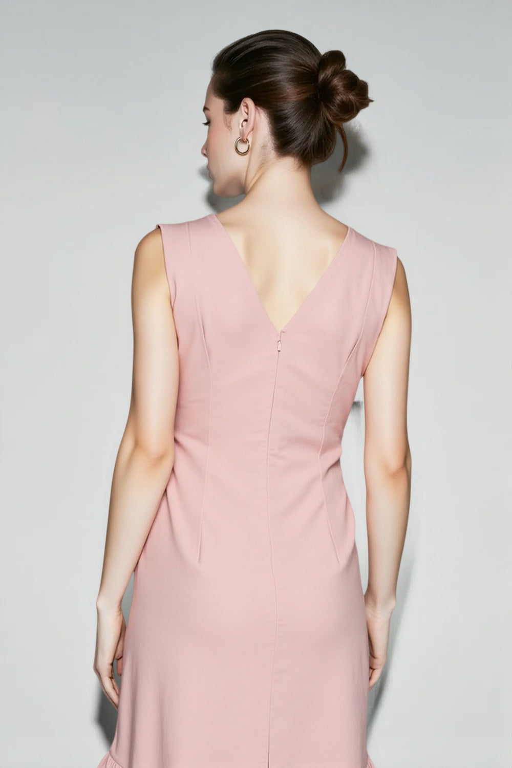 Romantic V Neck Ruffle Linen Vacation Dress Secondary image
