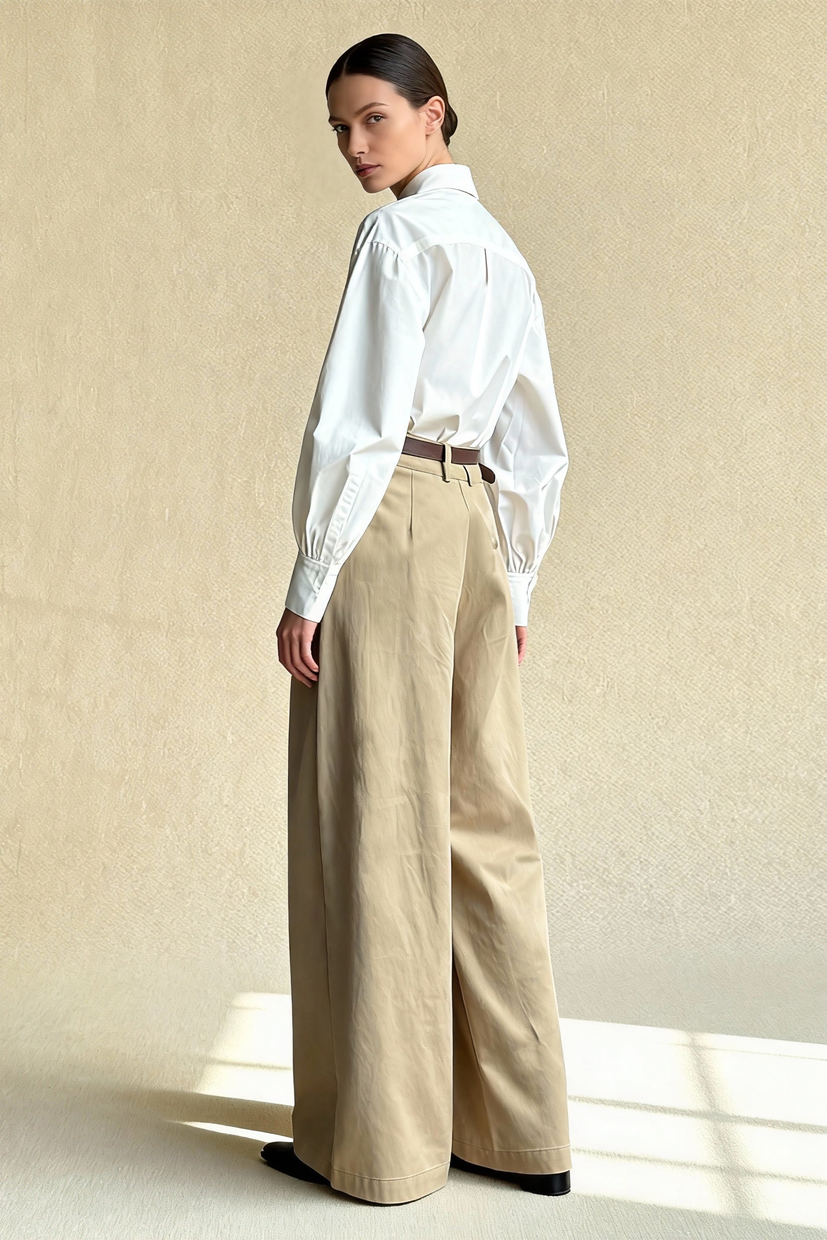 Retro Relaxed High-Waisted Wide-Leg Pants Secondary image