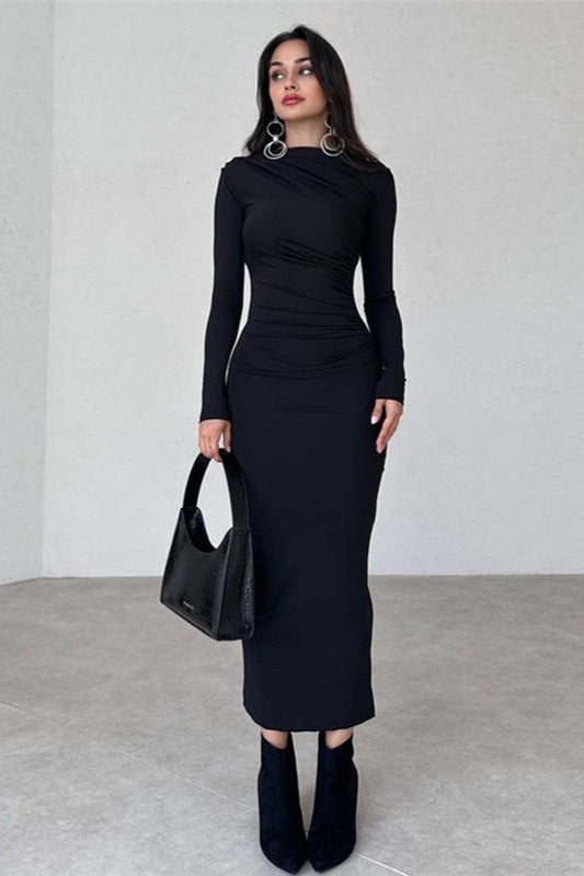 Crew Neck Long-Sleeve Bodycon Dress Secondary image
