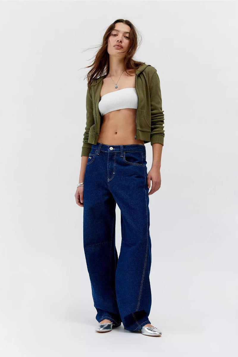 Vintage Wash Low Rise Slim Loose Straight Leg Jeans Secondary image