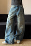 Vintage Washed Distressed Straight Leg Jeans