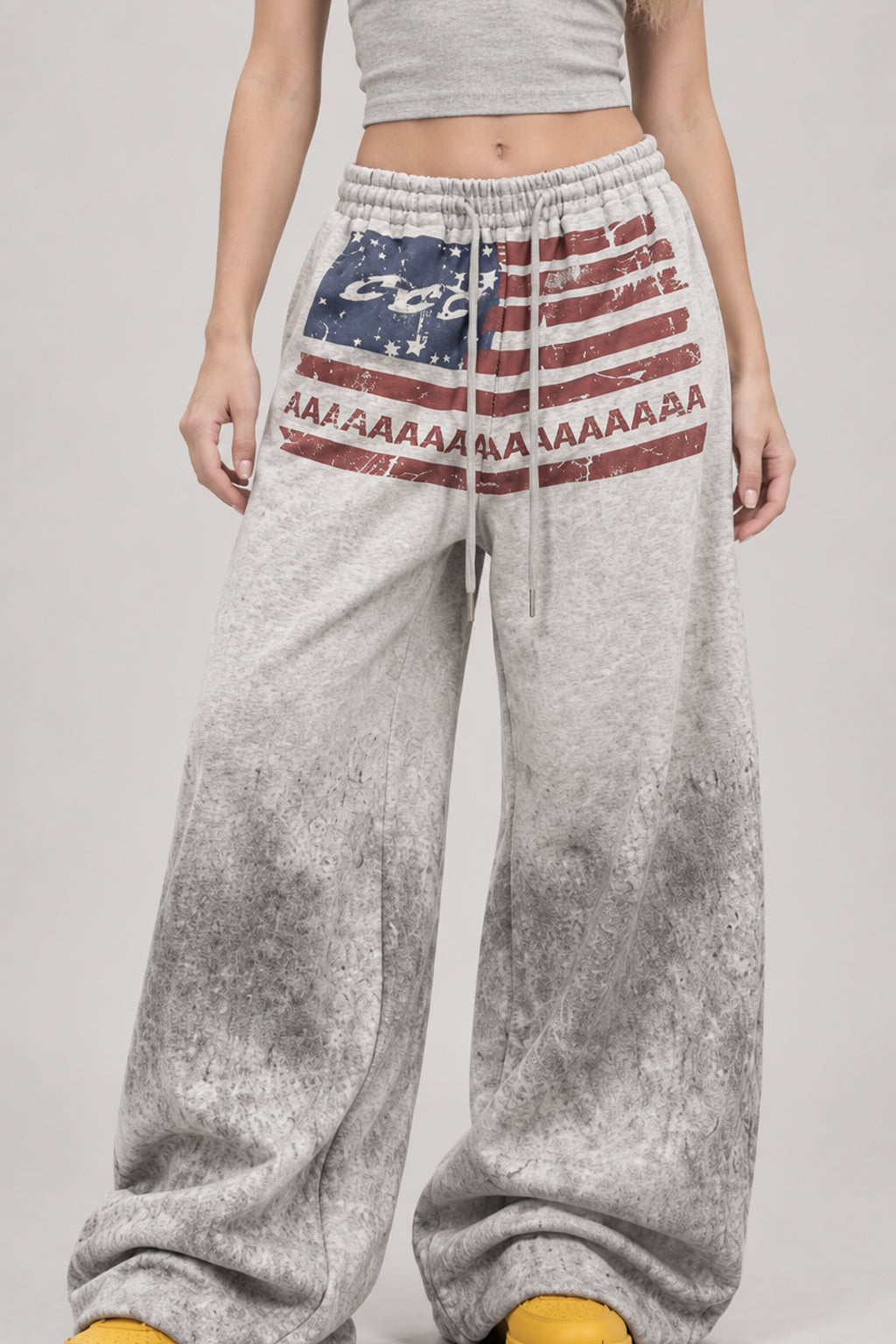 Lazy-Style Washed Tie-Dye Wide Leg Pants