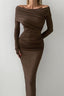 Warm Modal Grey Off-Shoulder Bodycon Dress