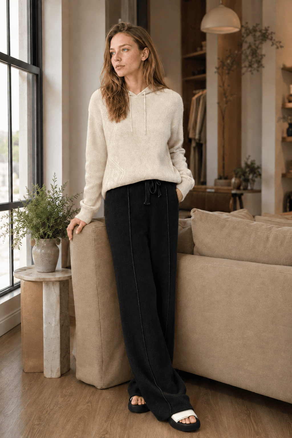 Thickened Wool High Waist Knit Pants