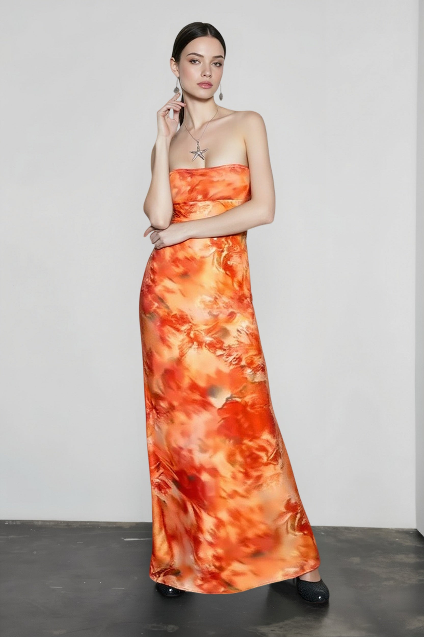 Strapless Floral Print Ruched Waist Vacation Dress Main image