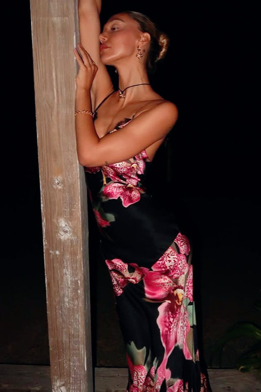 Elegant Bodycon Printed Maxi Silk Dress Secondary image