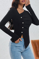 Asymmetric Placket Knit Top