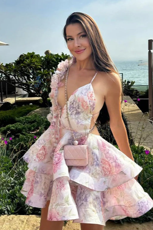 Cut Out Open Back Print Mini Dress Main image