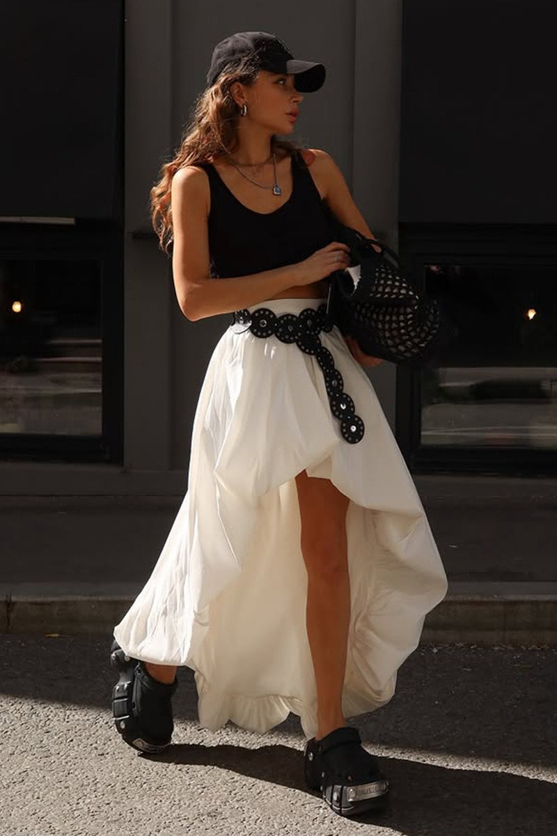 Cotton Tulip Hem Asymmetric Skirt Secondary image
