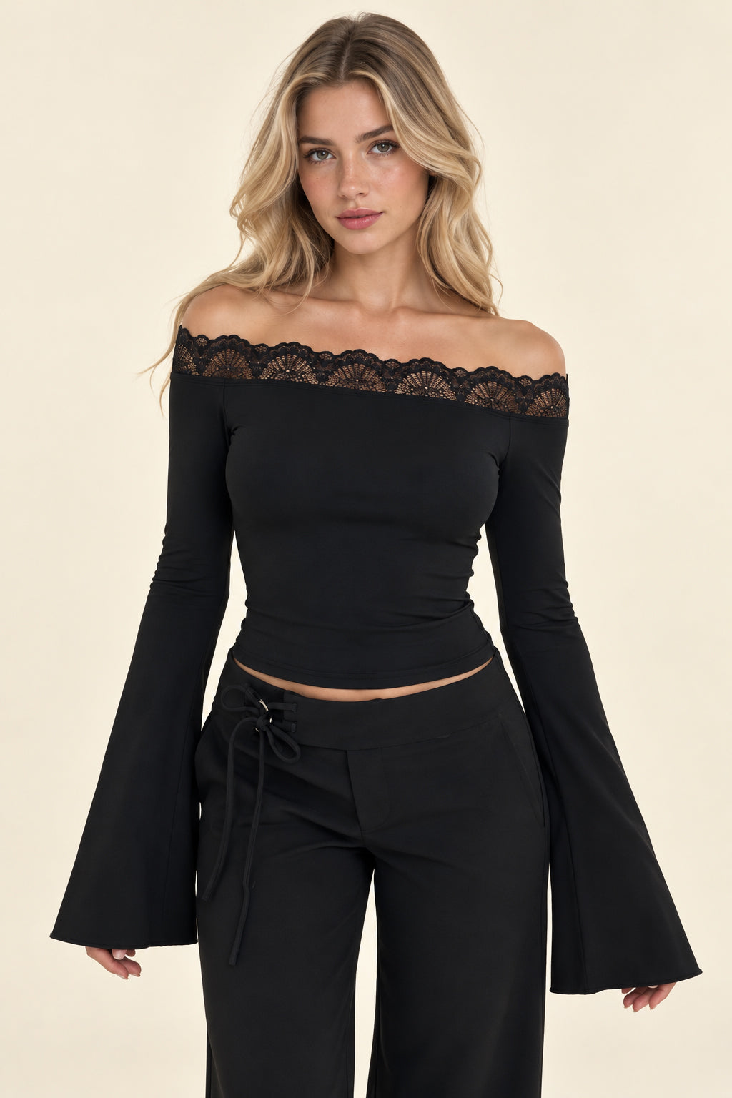 Eyelash Lace Off Shoulder Top