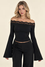 Eyelash Lace Off Shoulder Top