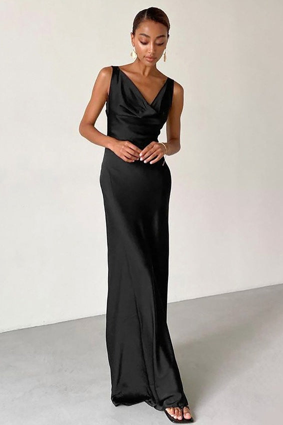 Cowl Neck Satin High Waist Bodycon Formal Dress Main image