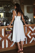 Lace Trim Spaghetti Strap Bodycon Midi Dress