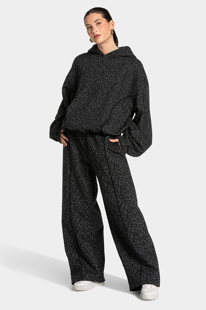 Leopard Hooded Activewear Two-Piece Set