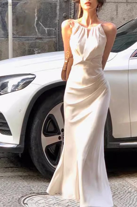 Satin Halter Mermaid Beach Silk Dress Main image