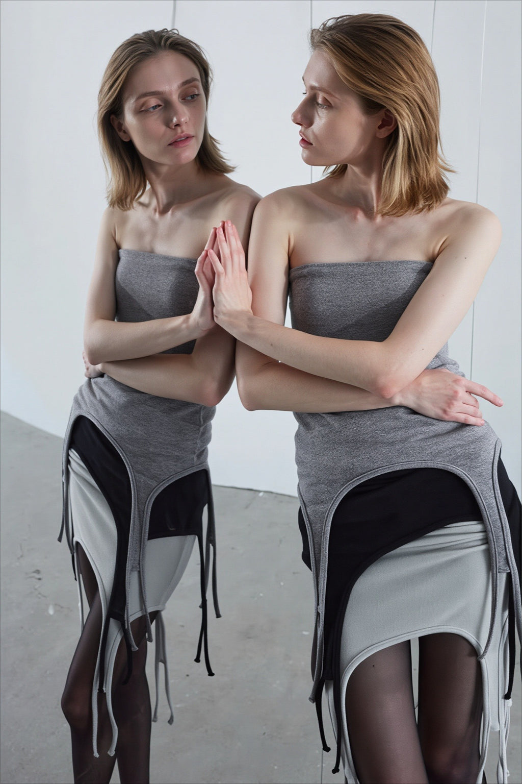 Suspender Tie Layered Longline Tube Top
