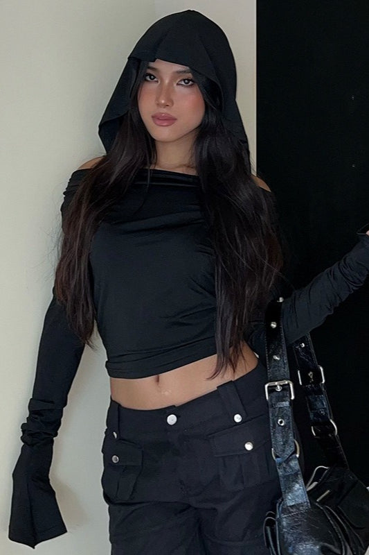 Dark Style Hooded V-Neck Hoodie Secondary image