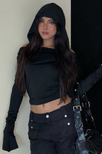 Dark Style Hooded V-Neck Hoodie