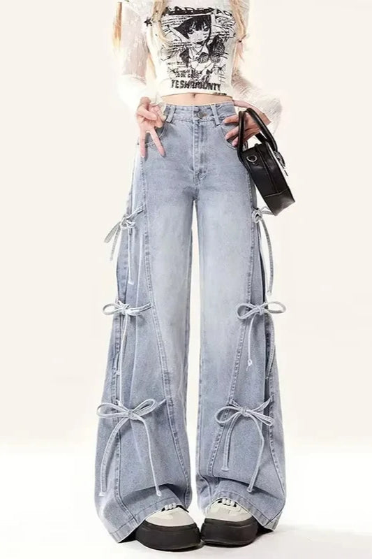 Vintage Bow Tie Baggy Denim Jeans Main image
