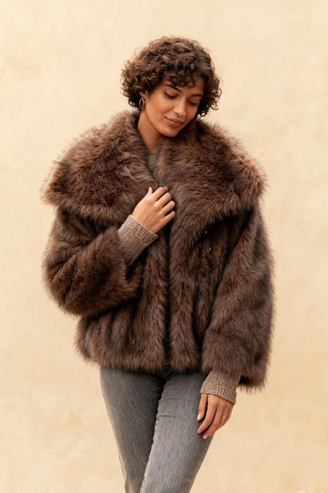 Fox Solid Fluffy Short Coat Secondary image