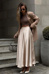 Satin High Waist Circle Maxi Skirt