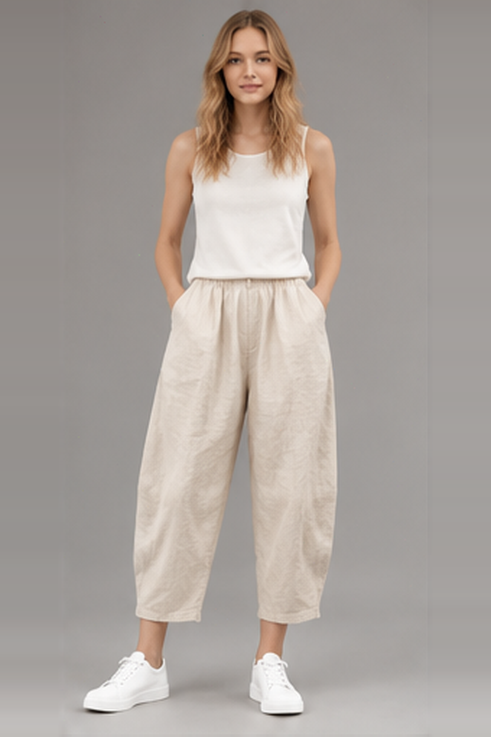 Elastic Waist Vintage Lady Loose Casual Pants