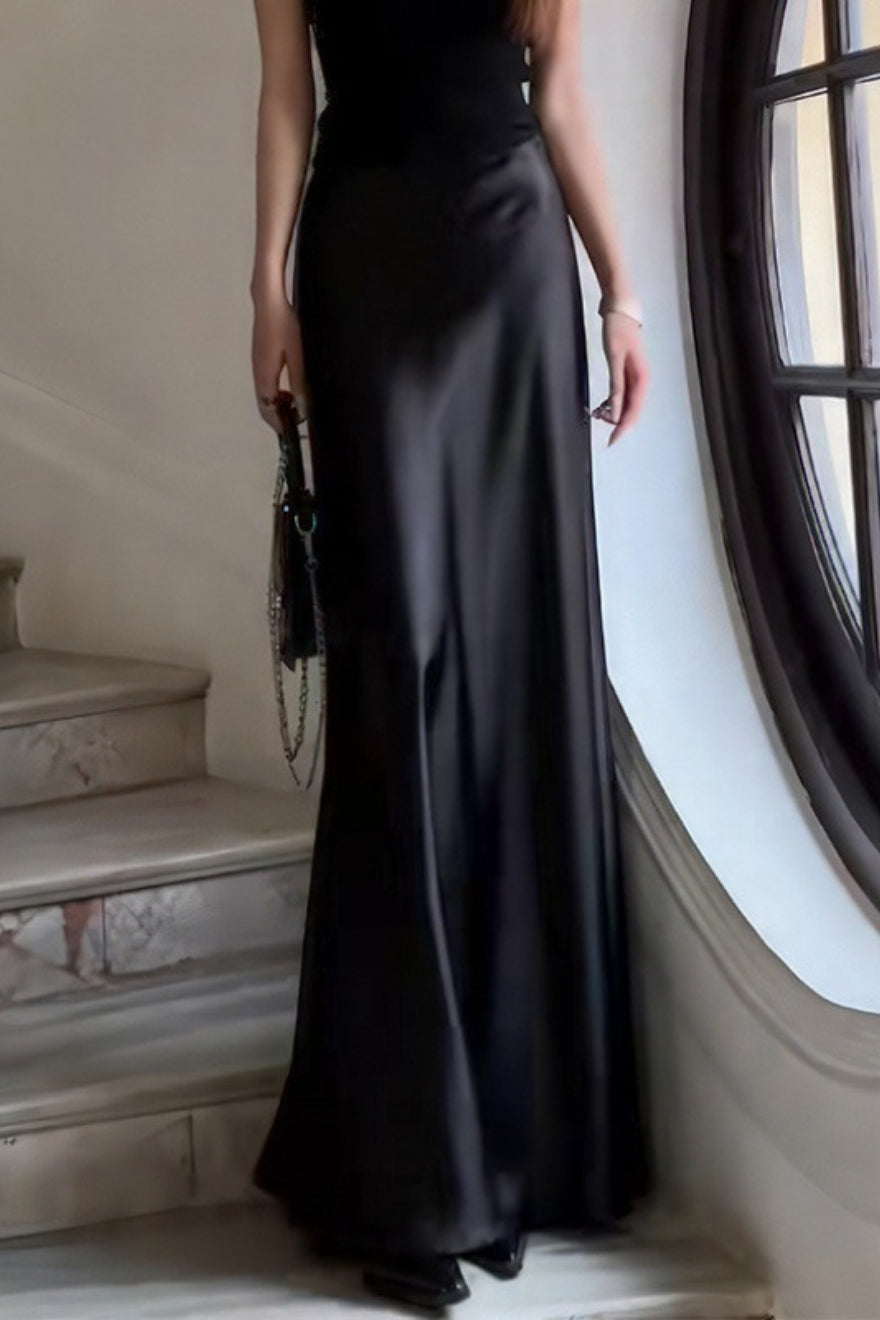 Satin Lace Bow Asymmetric Skirt Main image