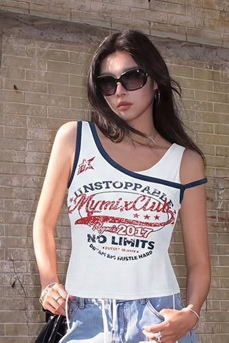 Letter Print Color Block Tank Top Main image