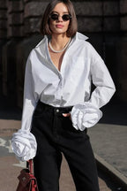 Floral Panel Collared Blouse