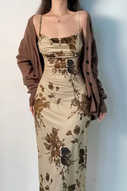 Elegant Floral Print Maxi Dress Secondary image