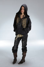 Gold Military Braid Oversized Zip Hoodie