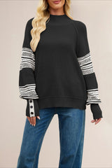 Colorblock Turtleneck Knit Sweater