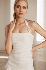 Halter Backless Maxi Work Dress