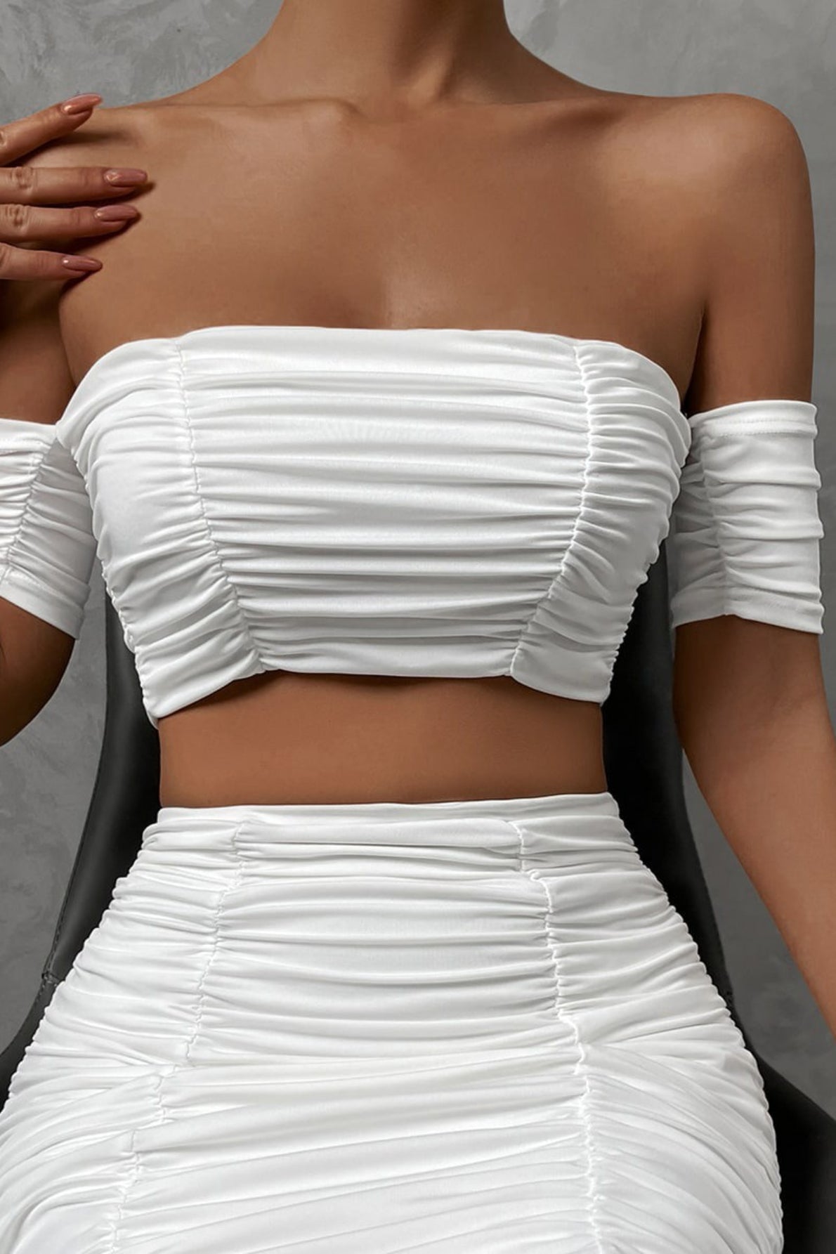 Raglan Sleeve Pleated Bodycon Skirt Two Piece Set Main image