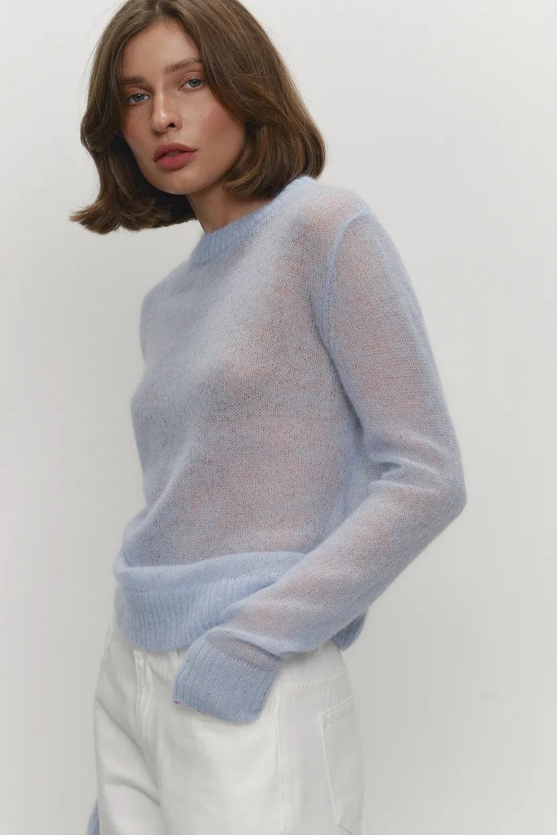 Sheer Pastel Round Neck Knit Top Secondary image