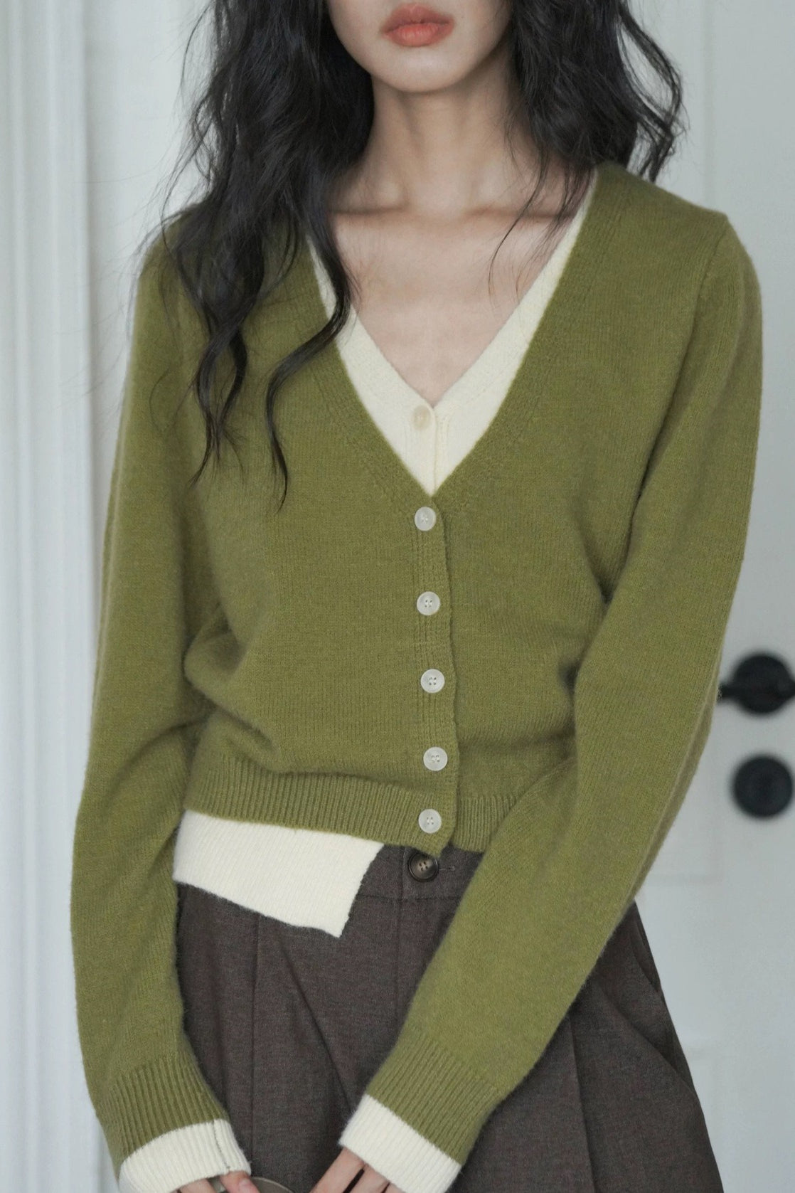 Layered Green Relaxed Cardigan Secondary image