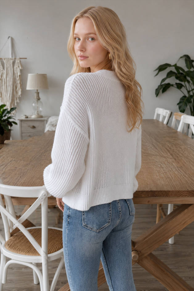 Short Floral Knit Long Sleeve Cardigan Secondary image