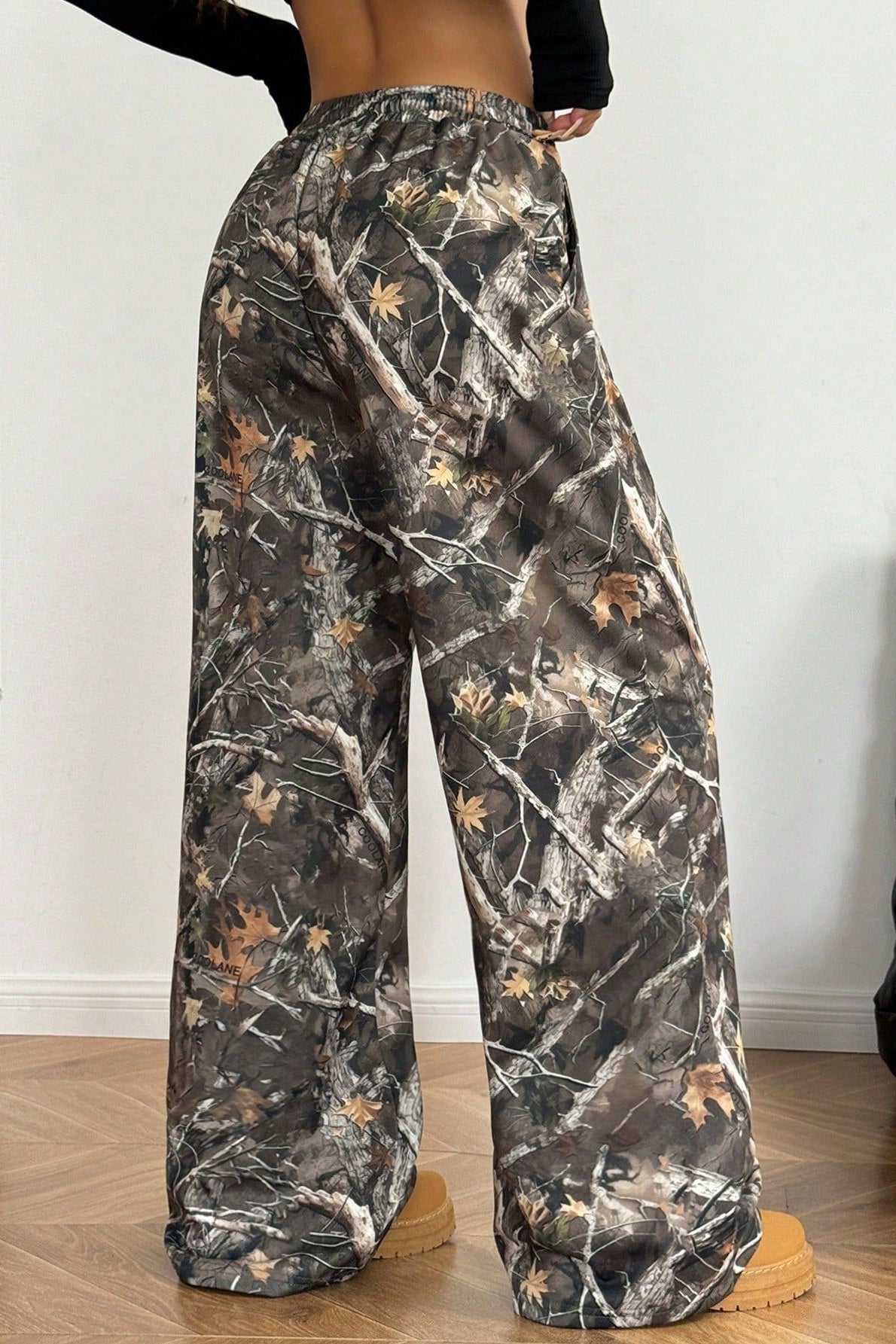 Camouflage Print Stretch Slim Wide Leg Casual Pants Secondary image