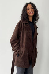 Vintage Suede Notch Collar Coat
