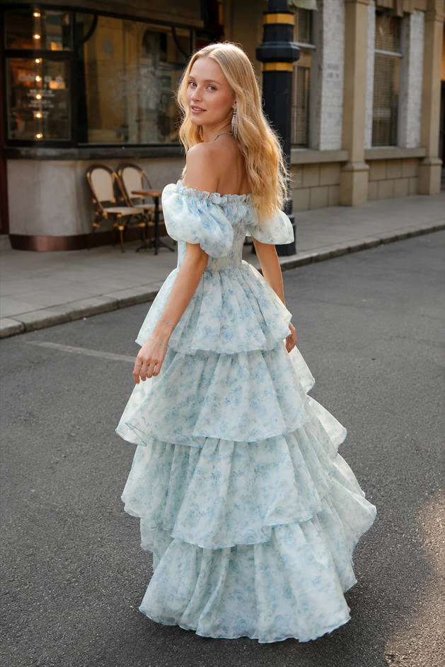 Ruffle Sleeve Tie Waist Floral Maxi Dress